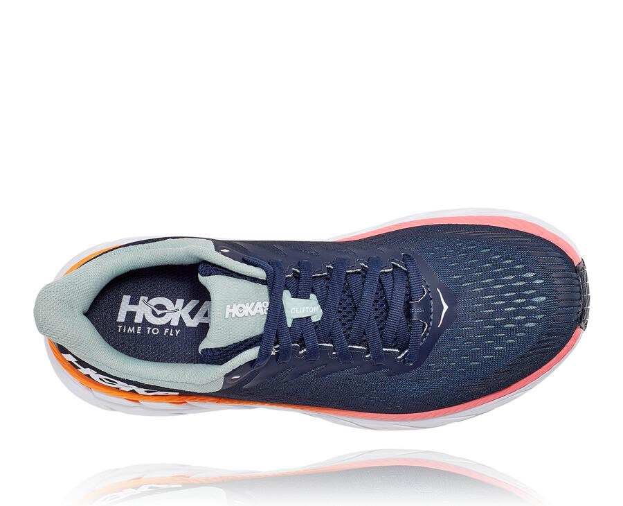 Hoka One One ランニングシューズ レディース ネイビー/白 - クリフトン 7 - DV4350186